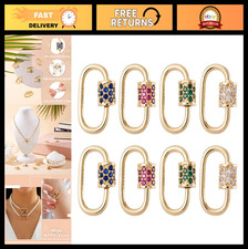 10Pcs Brass Cubic Zirconia Carabiner Lock Charms for DIY Jewelry Making - Golden
