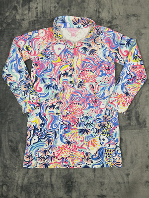 Lilly Pulitzer Skipper Popover Quarter Zip Dress Girls M 6/7 Pockets Multicolor