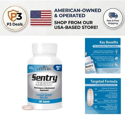 Sentry Senior Men 50Plus Multivitamins - 100 Tablets for Heart and Eye Health
