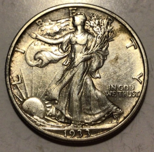 1933-S Walking Liberty Silver Half Dollar, XF++/AU. Great Luster! F9
