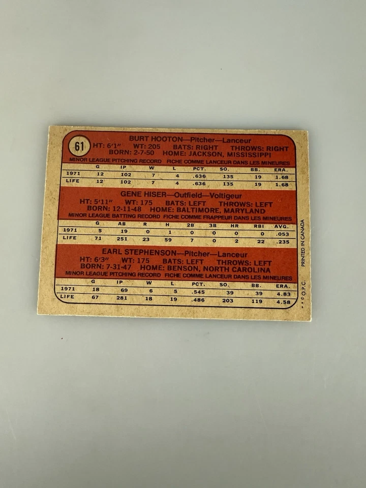 1972 Topps Cubs Rookie Stars Burt Hooton RC #61 autógrafo firmado automáticamente Foto 2 de 2