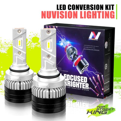 NUVISION 9006 HB4 CSP Chip Headlights Fog Lights Bulb LED Conversion Kit w/Fan