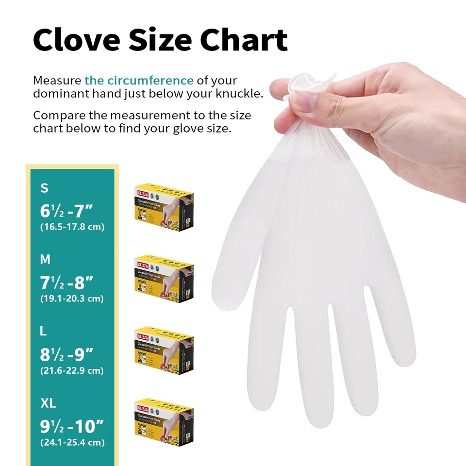 1000pc Clear Vinyl PVC Food Service Disposable Gloves Powder Free S/M/L/XL Size - Image 2 of 4