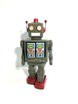 Vintage Star Strider Robot Silver Battery Operated Tin Horikawa Toy No Box Works