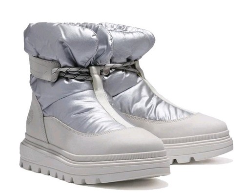 Timberland Ray City Waterproof Padded Ankle Snow Boots Silver Size uk 6 eu 39 - Picture 1 of 12