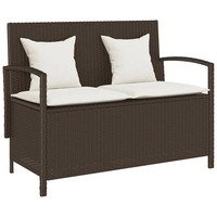 Poly Rattan Gartenbank Mit Stauraum Und Kissen Braun