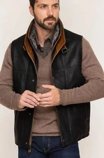 Handmade Genuine Dark Brown Leather Vest- Western Cowboy Style Real Leather Vest