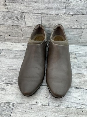 Ecco Shoes Womens Size 40 Taupe Leather Wedge Ankle Booties Zip Comfort Casual