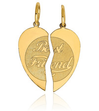 14K Solid Yellow Gold Set Best Friend Necklace