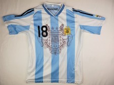 2010 Argentina World Cup Home Jersey MESSI #18 AFA Patch Men's M NM