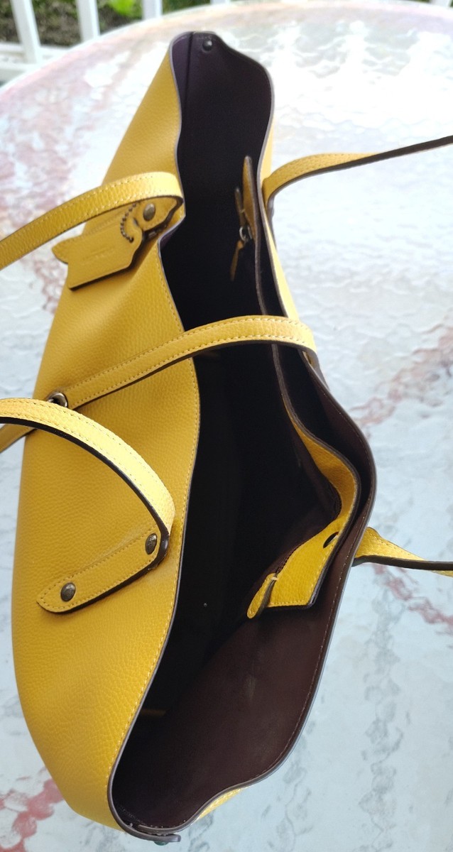 Coach F58849 Mustard Yellow Market Leather Turnlock Tote/Shoulder
