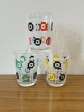 Set of 3 Vintage Mid Century Retro Drinking Glasses Tumblers Good Condition