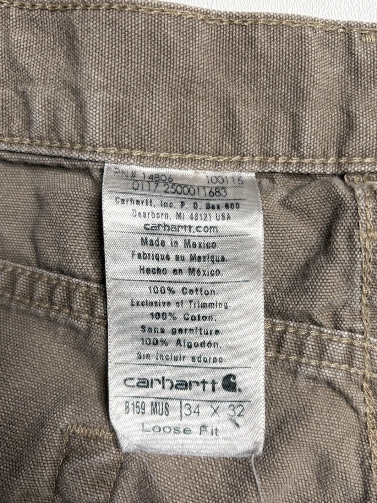 Carhartt Loose Fit Workwear Distressed Utility Pants Tan B159-MUS Mens 34x31* thumbnail 4