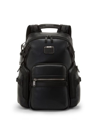 NEW TUMI Alpha Bravo ''Navigation'' Leather Backpack Black NWT MSRP $750