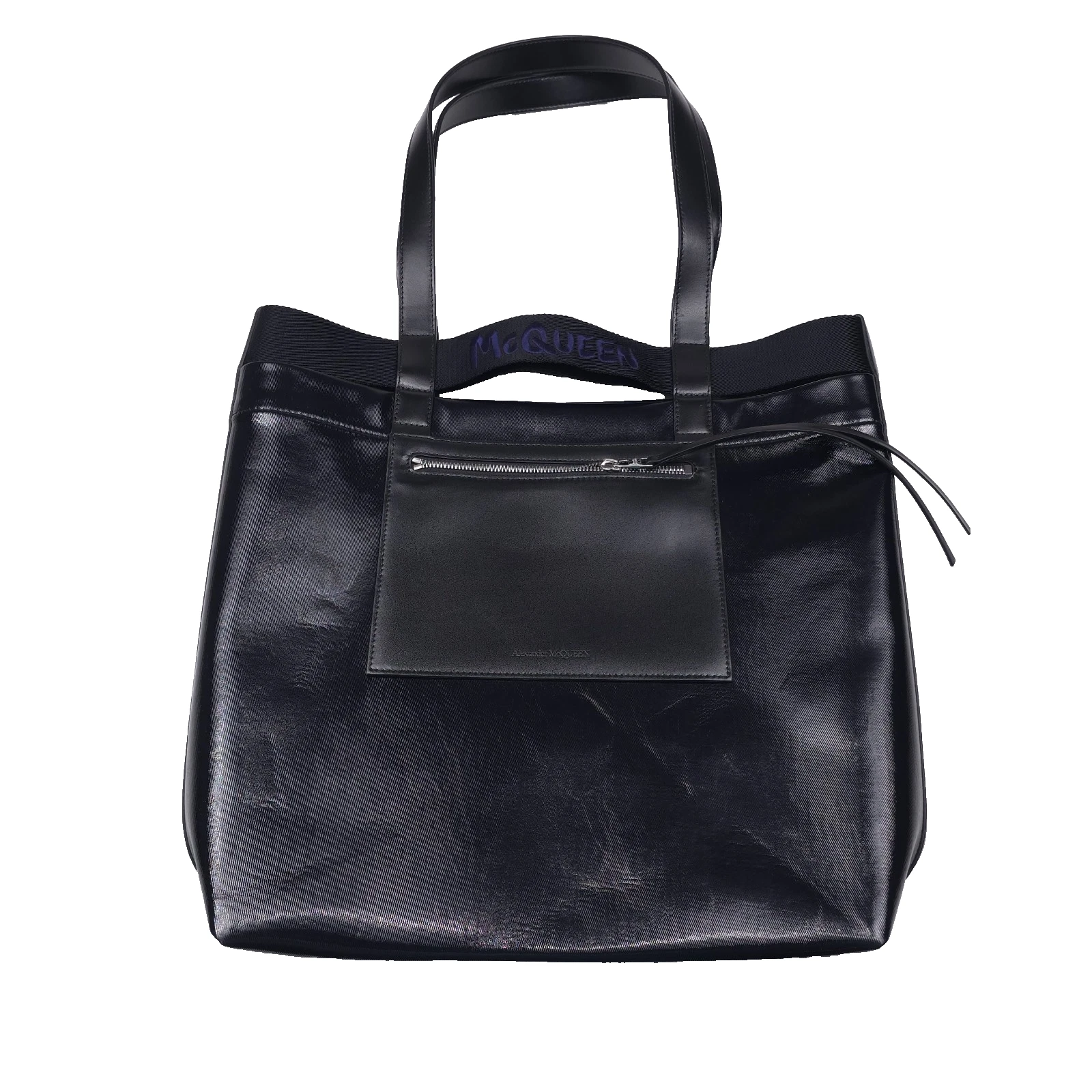 Alexander McQueen — Alexander McQueen Black Faux Leather Shopper Tote Bag Mens Authentic Italy