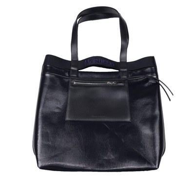 Alexander McQueen Black Faux Leather Shopper Tote Bag Mens Authentic Italy