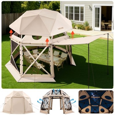 VEVOR 13-Sided Spherical Pop up Gazebo Screen Tent 12 x 12 ft for 8-10 Persons