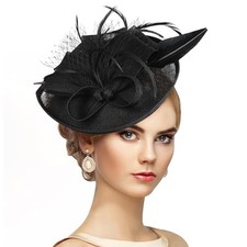 Kentucky Fascinators Hats for Women - Vintage Tea Party Outfit Headband Black