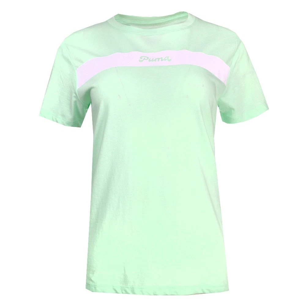 T shirt PUMA Upfront Line girocollo manica corta donna verde top casual 682238