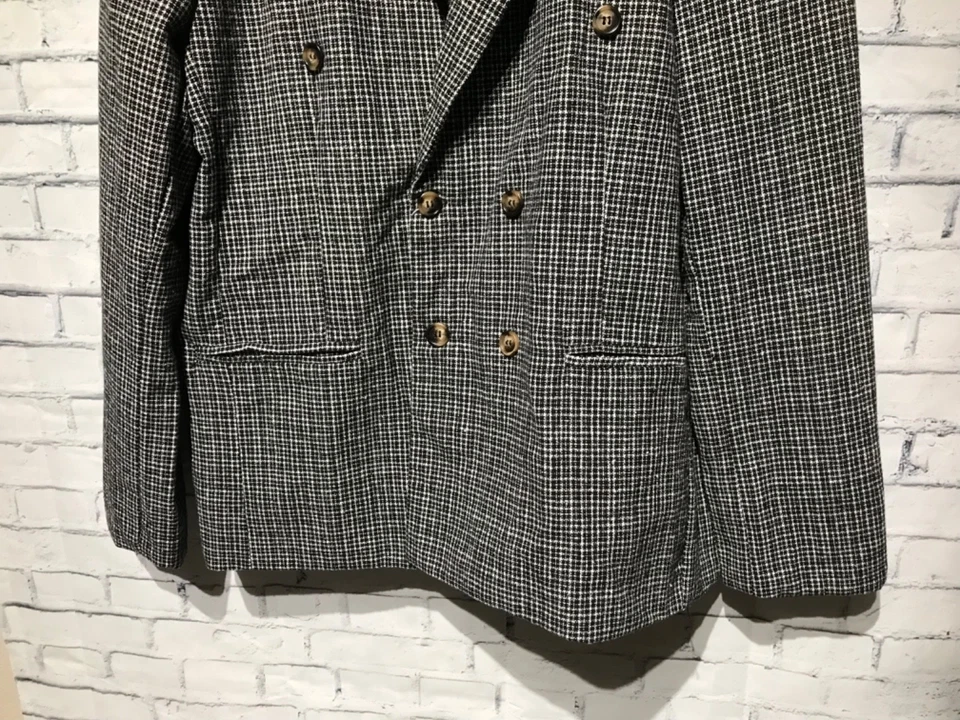 Flex Supply, XXL, Black/White Plaid Double Breasted Soft Thin Jacket/Coat, Lined - Image 4 of 4