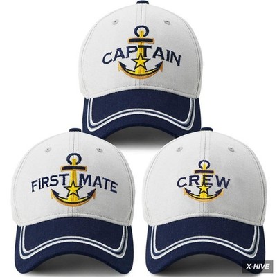 Captain Hat & First Mate Matching Skipper Boating Baseball Caps Nautical ...