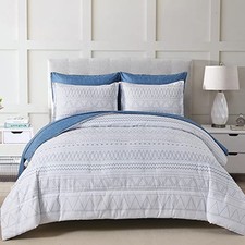 Boho Bed in a Bag Queen,7 Pieces Navy Comforter Set Queen Queen 90   90  Blue