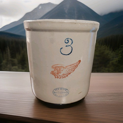 #ad Red Wing Union Stoneware Crock 3 Vintage Unique Clean NO CHIPS Free Ships $254.43