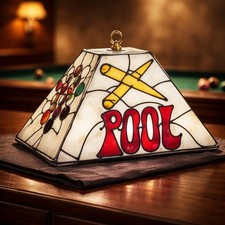 Vintage Billiards/Pool Ceiling Hang Lighting Fixture Plastic Shades No Light