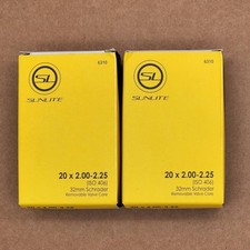 Sunlite 20 x 2.00-2.25" Bicycle Tubes Schrader Valve 32mm - 2 Pack OPEN PACKAGE