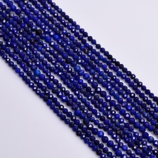 100 Natural Lapis Lazuli Gemstone Round Faceted Beads 2 mm Strand 12.5" AB-256