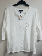 NWT Karen Scott Bright White Shirt Top 3/4 Sleeve PLUS 3X 