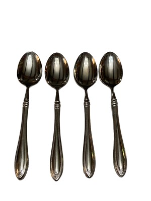 Oneida Stainless Flatware SHERATON Lot  4 Teaspoons Teaspoon 6 1/2'' Glossy Cube
