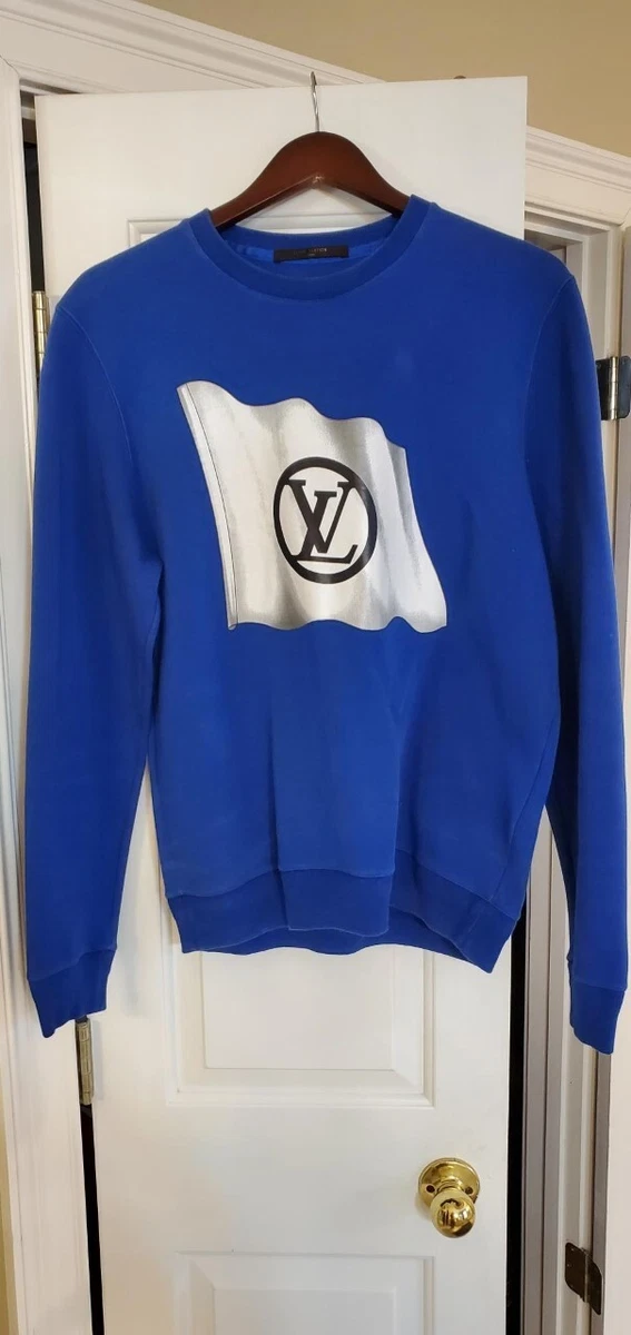 Louis Vuitton Blue Long Sleeve Sweater w/LV Nautical Logo Large