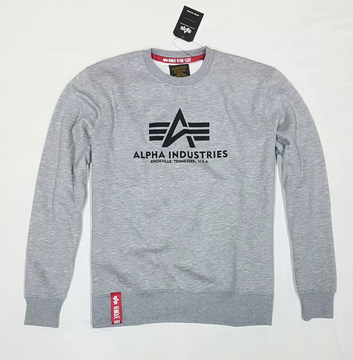 Alpha Industries Basic Sweatshirt Men\'s Sweater Jumper 178302 Grey New |  eBay