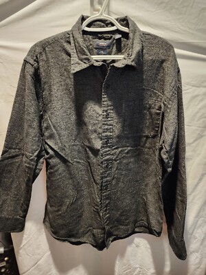 Men's Large 16-161/2 Arrow Long Sleeve Button Down Shirt Black