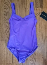 NWT Girls Wear Moi Ruched Ballet Tank Leotard Youth 6/8 Purple Dance Retail 30