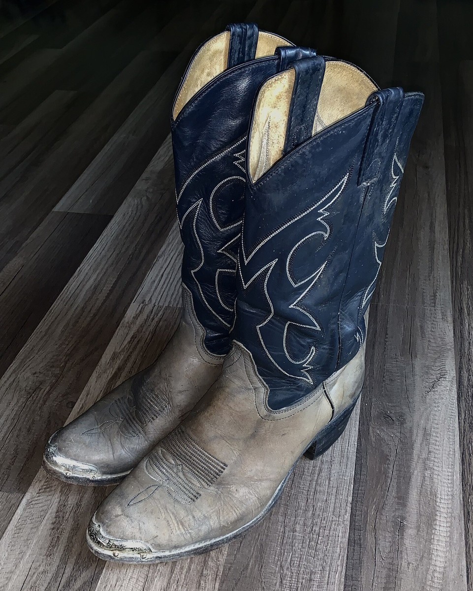 Abilene Cowboy Boots Gray Black Mens Sz 10.5 Vintage USA | eBay display picture 1