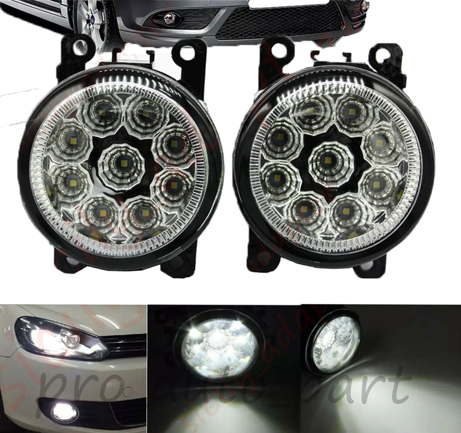 Pair LED Fog Lamp Light For Subaru WRX STI Impreza Outback Bulbs Clear Lens LED