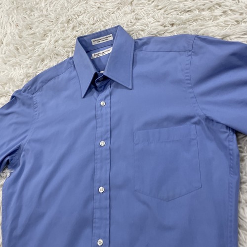 YVES SAINT LAURENT Menswear Shirt 14.5 32-33 Blue Luxury Posh Long Sleeve Mark M - Picture 3 of 20