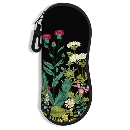 Ultra Lightweight Neoprene Sunglasses Case with Wild Flower Design and Zipper Closure-image
