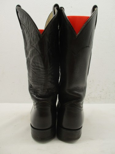 Justin Black Roper Style 3135 Cowboy Boots Mens Size 10.5 C Vibram Sole USA - Picture 7 of 15
