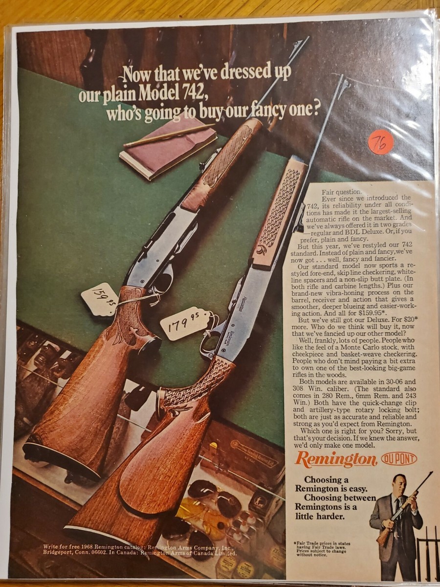 MAN CAVE ART- Vintage Advertising Remington Model 742 #76 | eBay