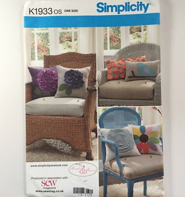 Simplicity 1933 Cushion Pattern Flower Spiral Bird Branch 3D New Uncut Pattern