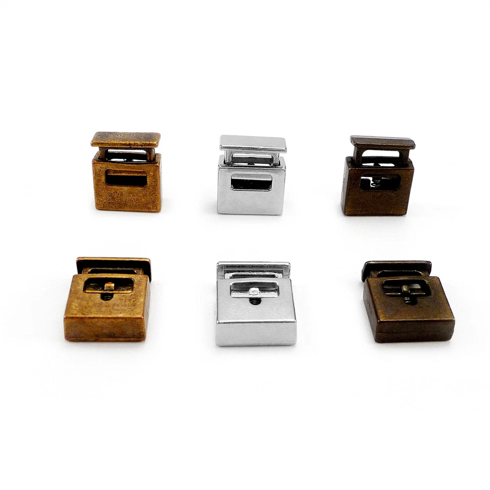 Tapón de cable enchapado en color latón liso palancas de extremo de bloqueo con resorte de metal AXG Foto 4 de 4