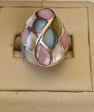 14.2 grams Sterling Silver 925 Multicolor Mother of Pearl Ring Size 5 3/4