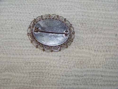 VTG ITALIAN MICRO MURANO MILLEFIORE GLASS MOSAIC PIN/BROOCH SILVERTONE FILIGRE - Bild 2 von 2