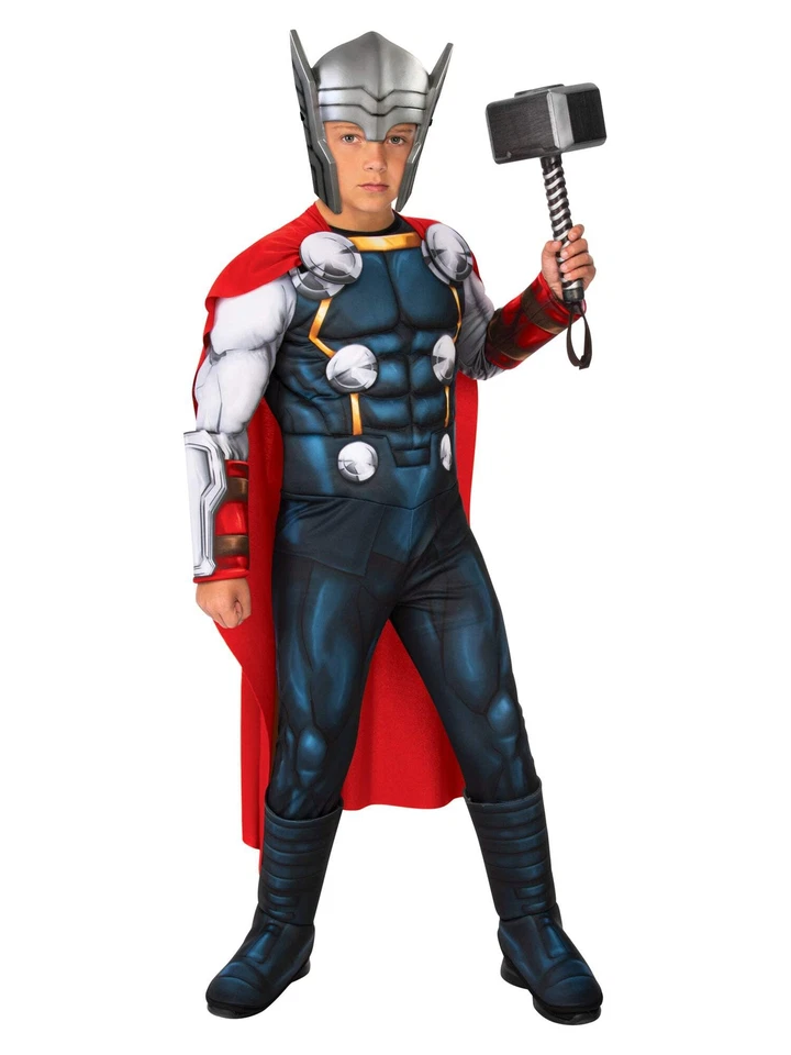 Thor Deluxe Boys Licensed Fancy Dress Costume Marvel Thor Outfit Age 3-10 - Image 2 of 2