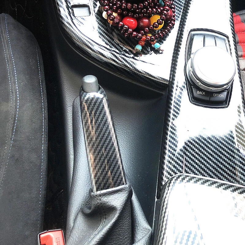 Fit For BMW E46 E60 E90 320i 328i 525i Carbon Fiber Handbrake Brake Handle Decor - Image 3 of 4