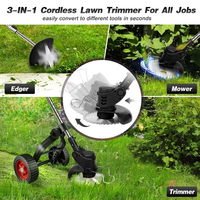 21V Electric Weed Cutter Rechargeable Garden Lawn Mower Grass Trimmer Cordless