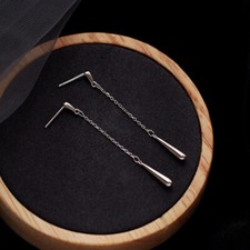 Damen Ohrstecker Lang Kette Ohrhänger Design Silber 925 Ohrringe